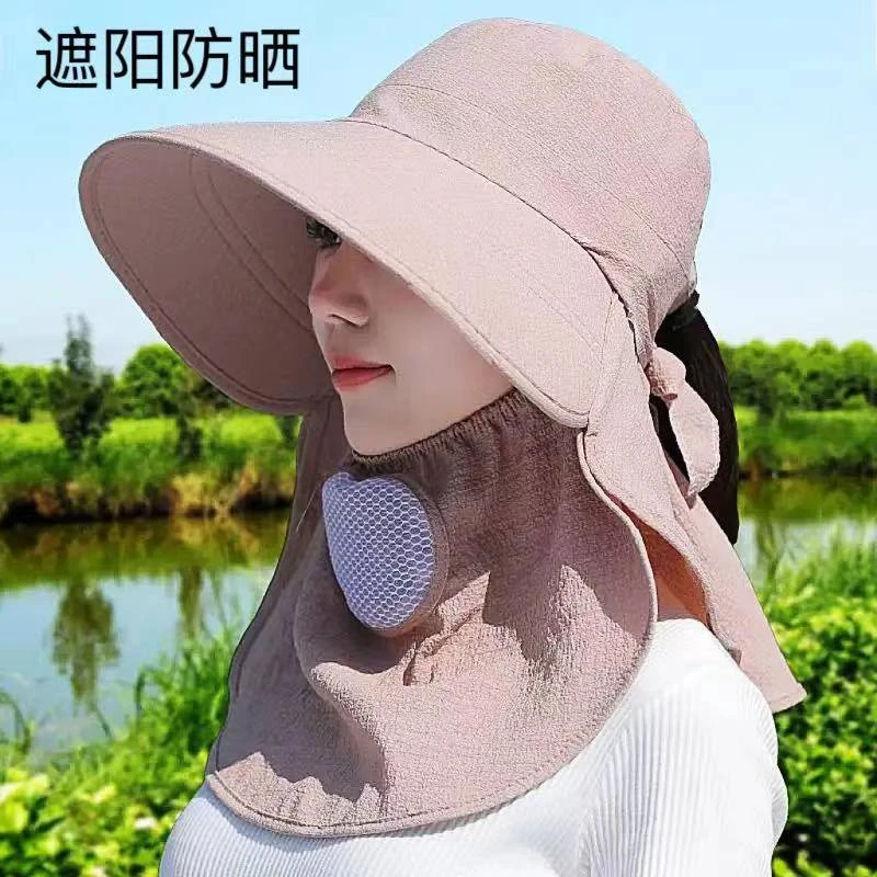 d防晒遮阳帽百搭防紫外线夏天透气遮全脸采茶帽遮脸护颈太阳帽