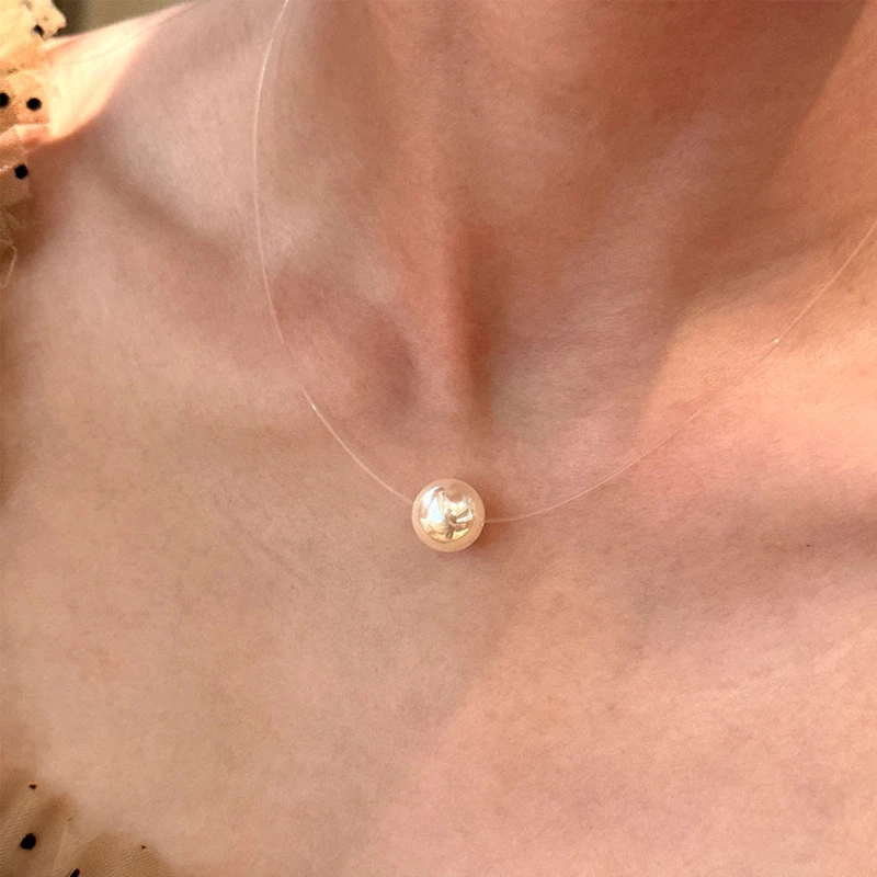 铜合金仿珍珠吊坠 人鱼之泪珍珠项链配饰女夏季锁骨链