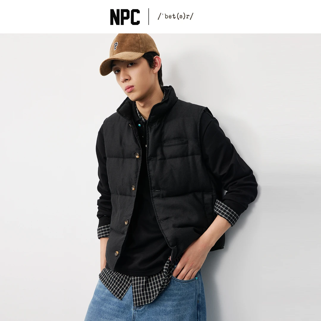 NPC潮牌90鹅绒羽绒马甲时尚保暖立领纽扣式设计休闲保暖NP58WT43