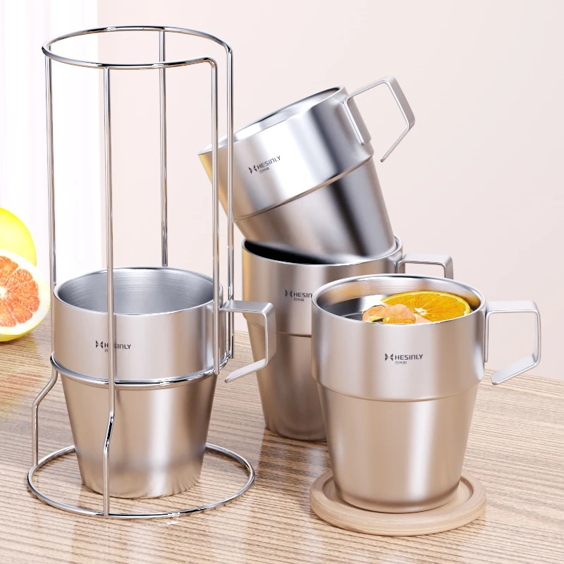 304不锈钢水杯家用便携口杯简约牛奶杯茶杯冷饮杯学生防摔饮水杯