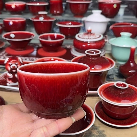 景德镇陶瓷红马坊直口杯