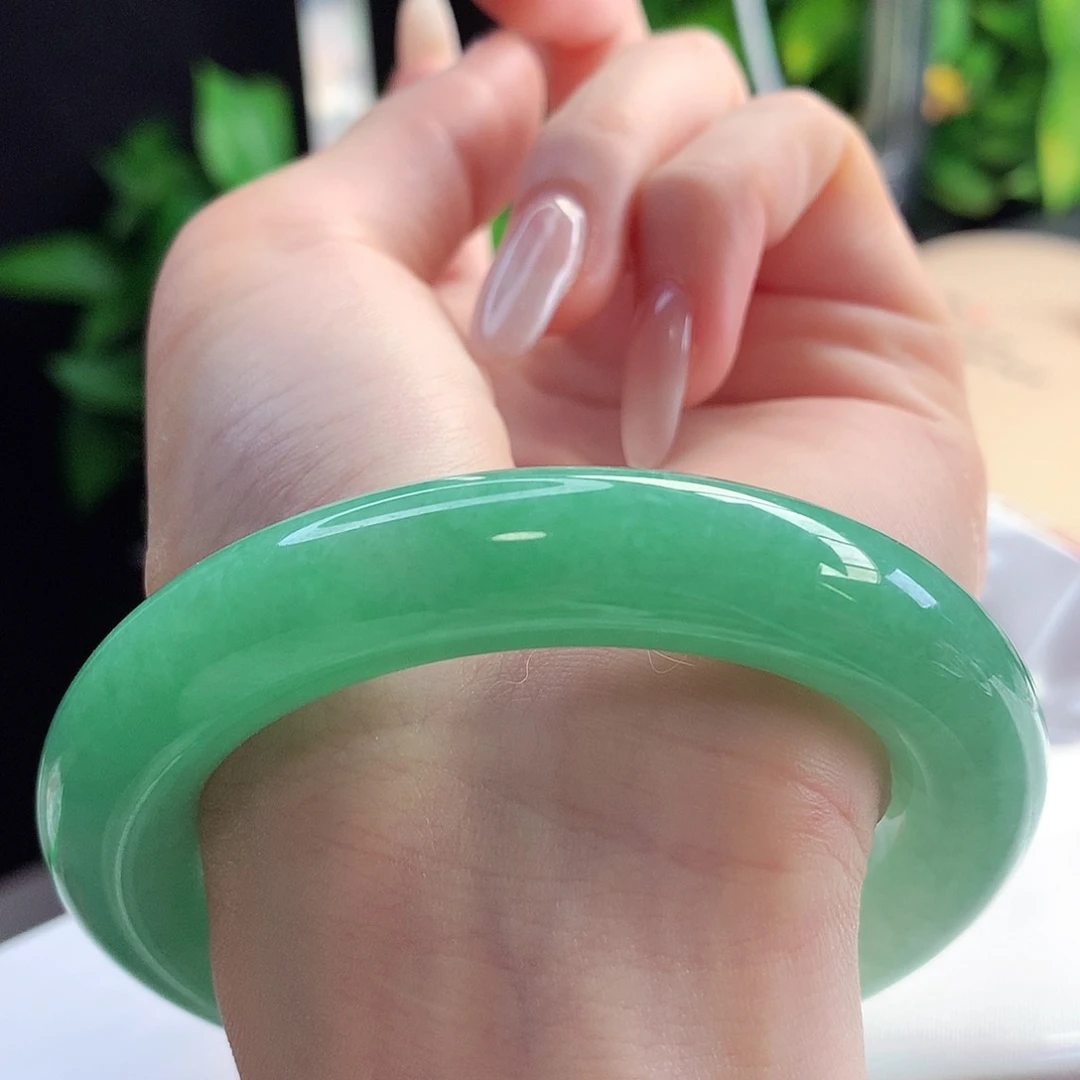 未镶嵌手镯翡翠天然A货翡翠56-57卡双十二胖圆富婆绿19号