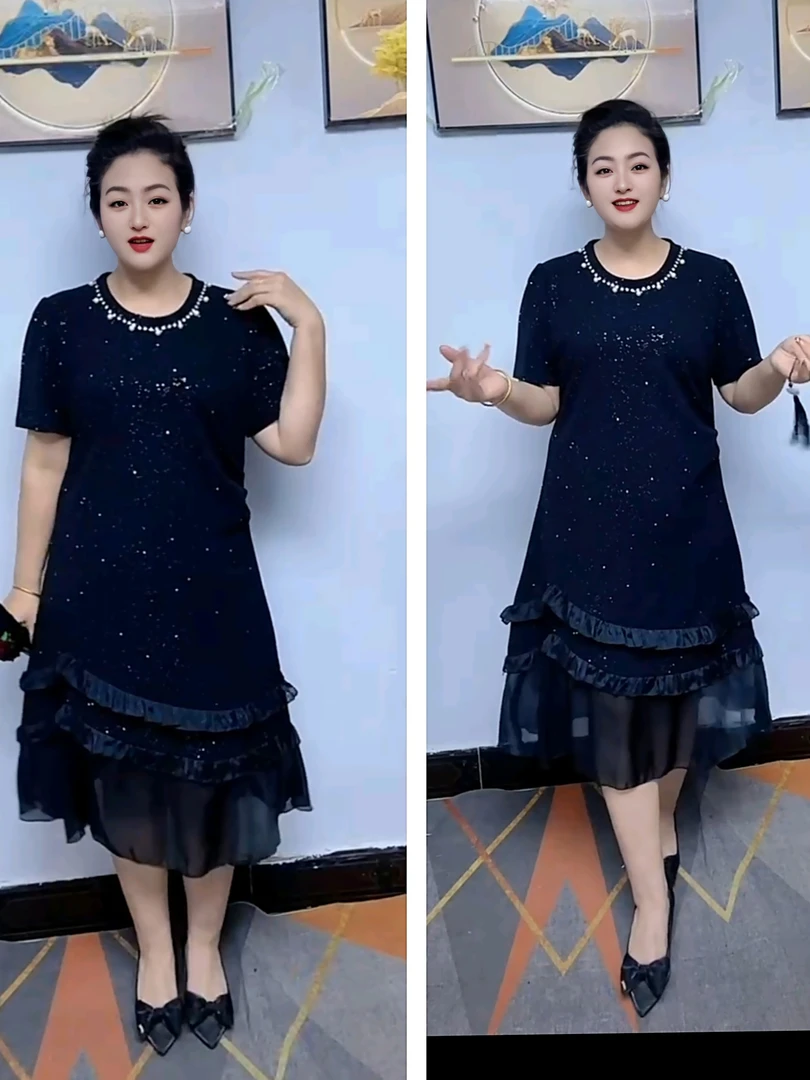 轻奢连衣裙夏季高级质感显瘦遮肉网纱鱼尾裙时尚长裙