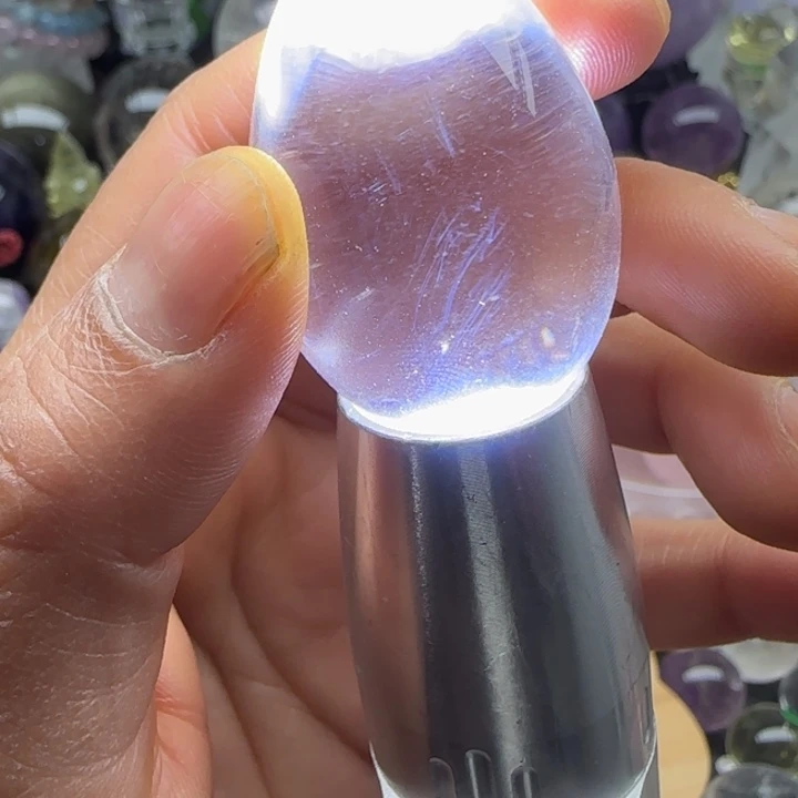 珠宝半成品未镶嵌水晶白水晶蓝针鸡蛋