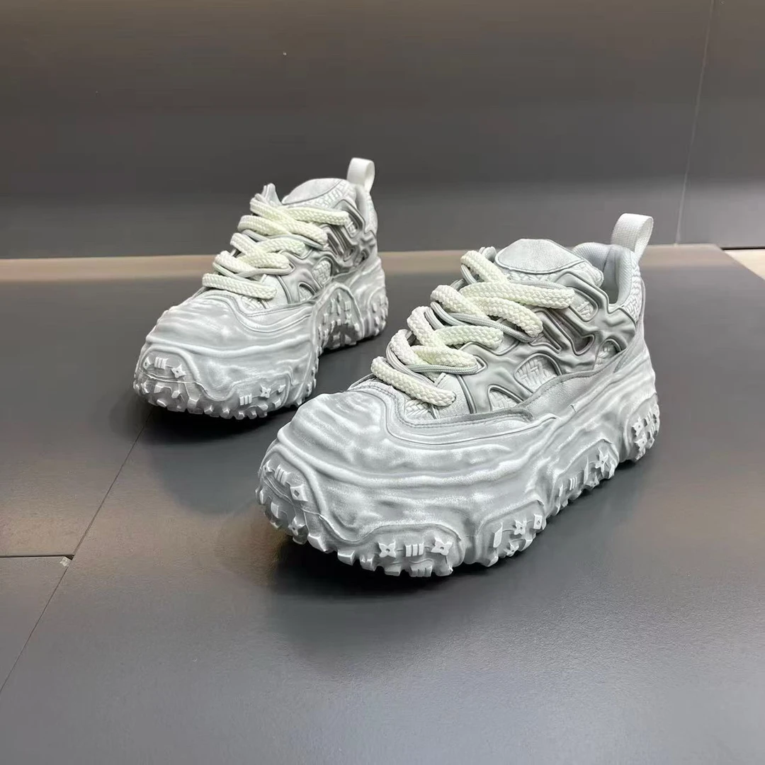 做旧老爹鞋男2025冬季新款擦色运动休闲鞋厚底增高鞋子时尚男潮鞋