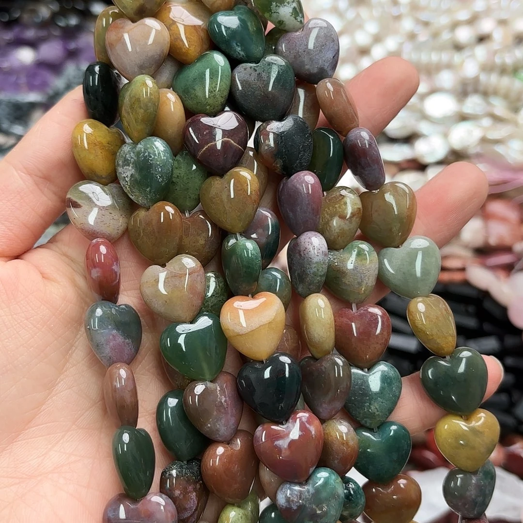 玛瑙/玉髓未镶嵌珠宝半成品卡16印度玛爱心短条