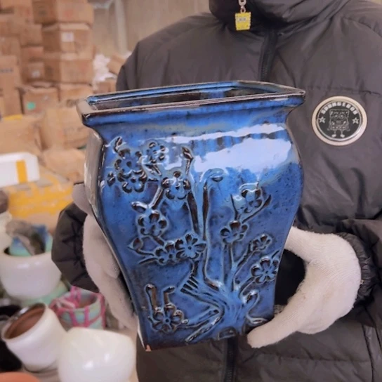 紫砂花盆高23口20————