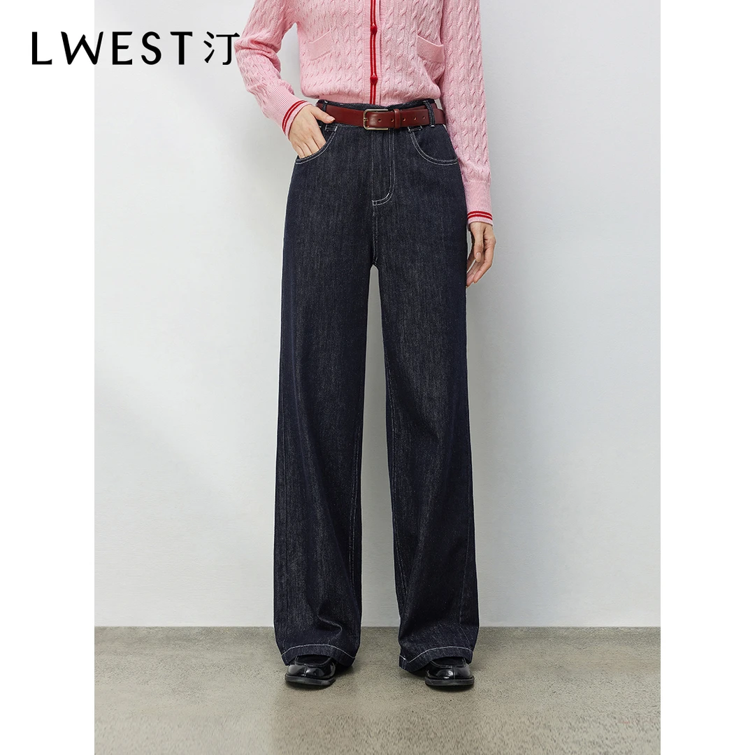 朗文斯汀2025春季新款百搭高腰宽松显瘦阔腿牛仔裤DTYN5112D07038