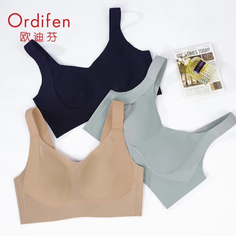 欧迪芬薄款成人收副乳大胸显小背心文胸透气内衣无痕M1825