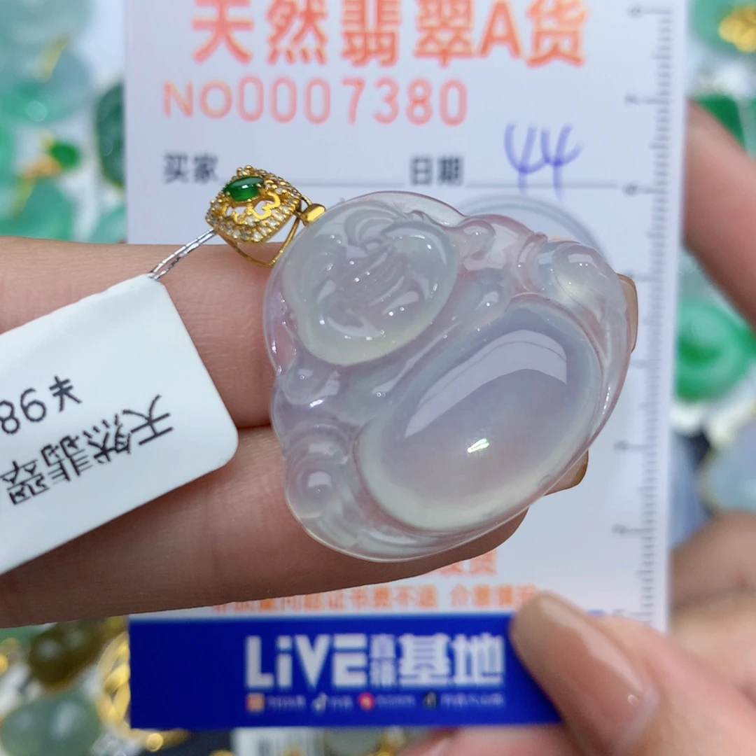 翡翠颈饰18K金镶嵌佛公