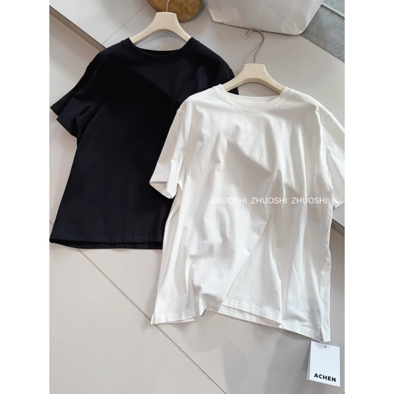 #9801【重磅定制】夏季正肩显瘦百搭 高级简约透气 圆领休闲短袖T
