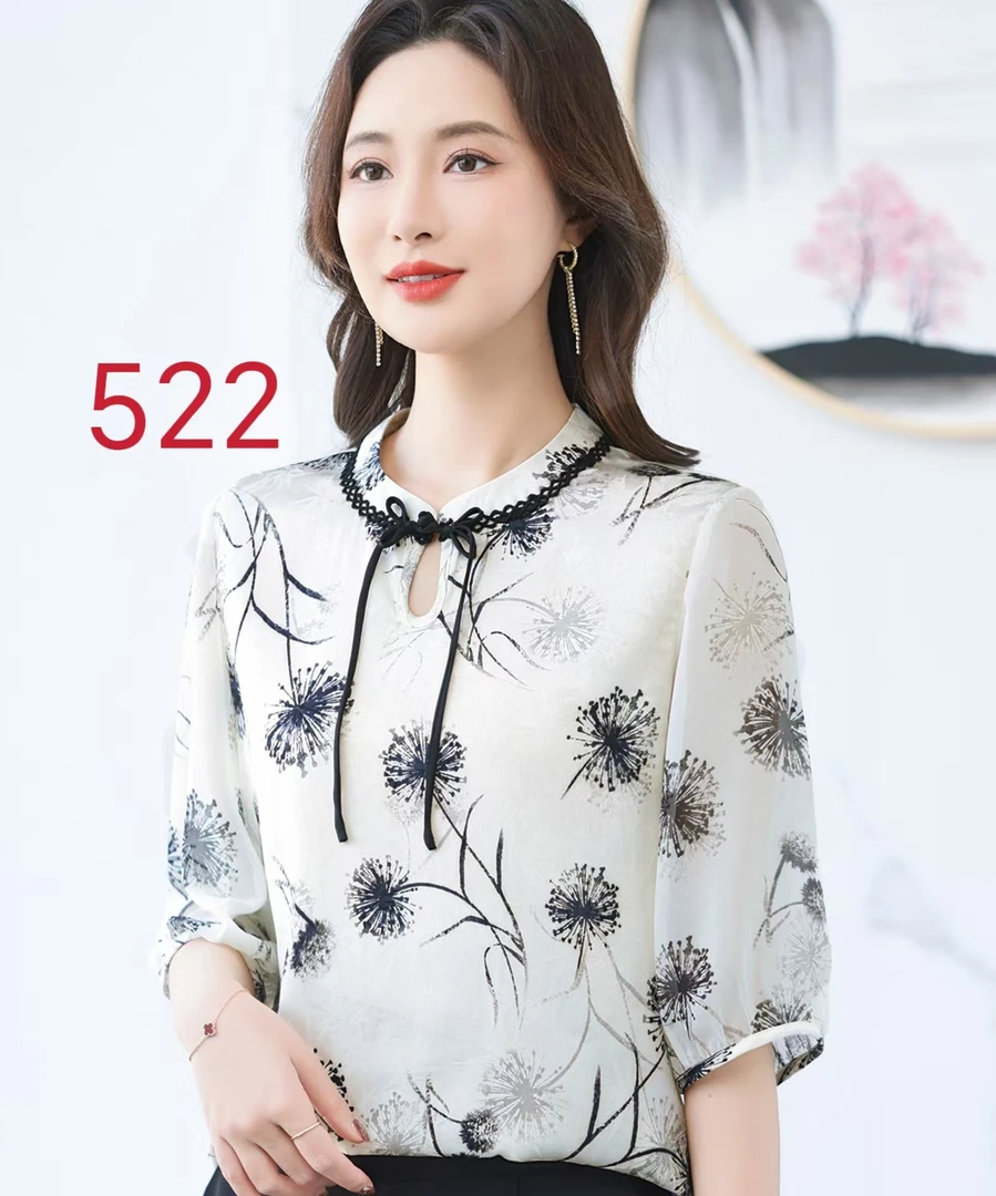 女七分袖薄款洋气减龄小衫夏季T恤522