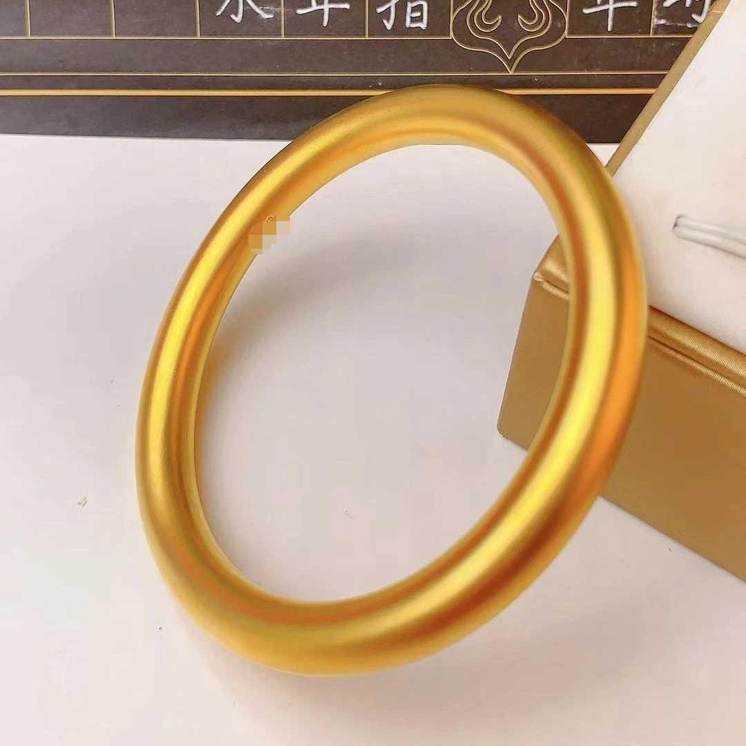 铜合金手镯 铜合金手镯金色大克重加粗圆条素圈手镯 简约气质经典