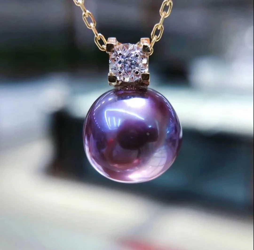 【冰哥推荐】淡水紫色珍珠吊坠12-13mm S925银多样性发一