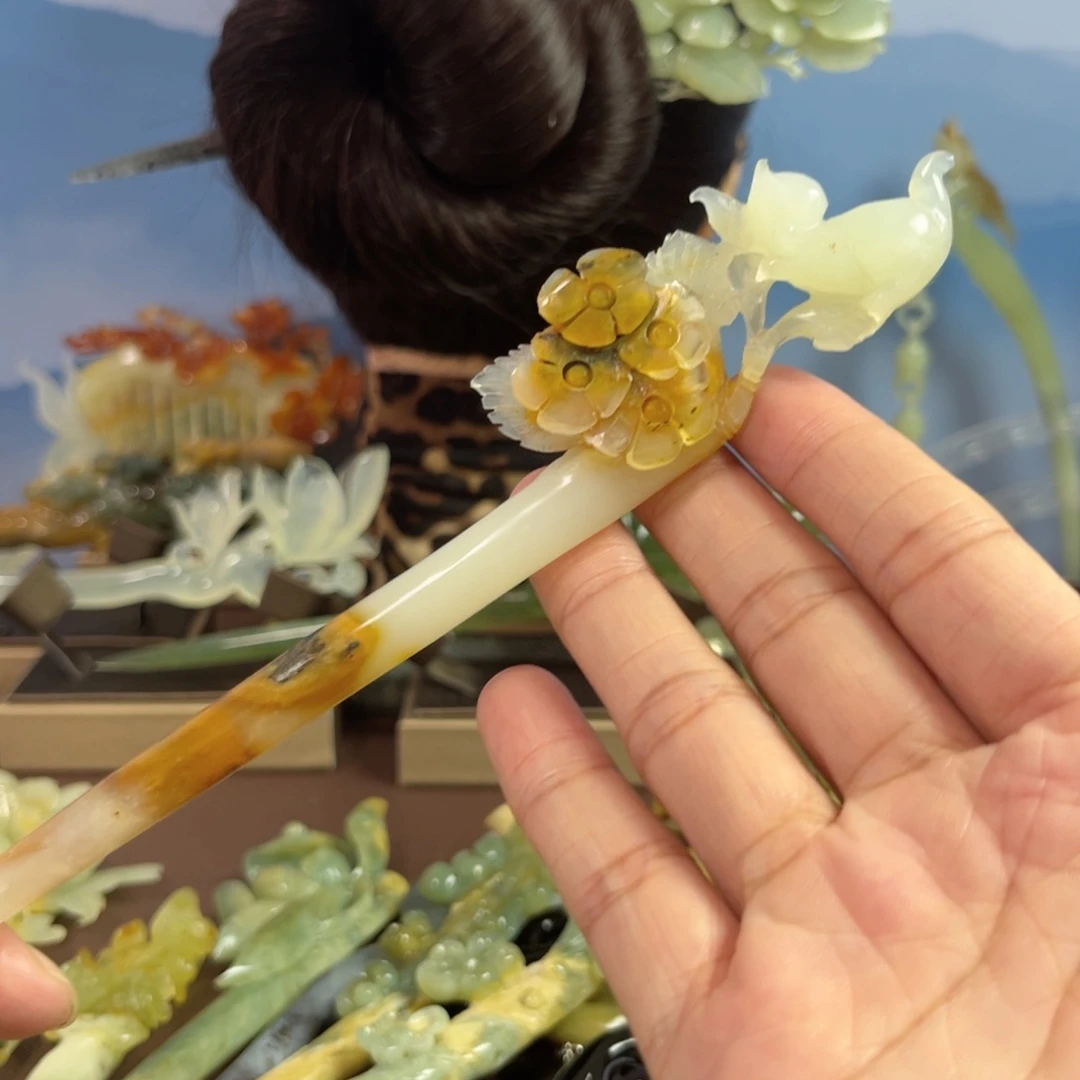 蛇纹石玉发饰合金