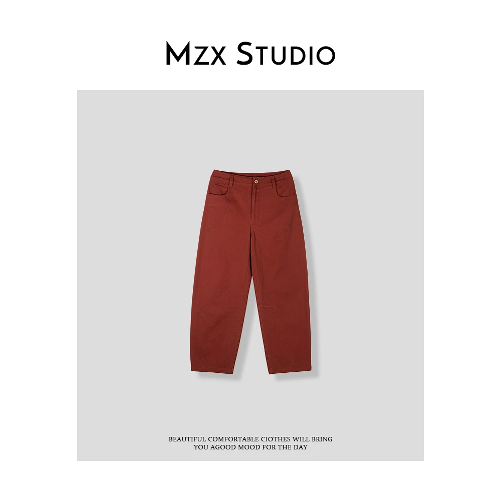 MZX 九分秋季全棉纯色系扣直筒休闲裤KZ6163-F