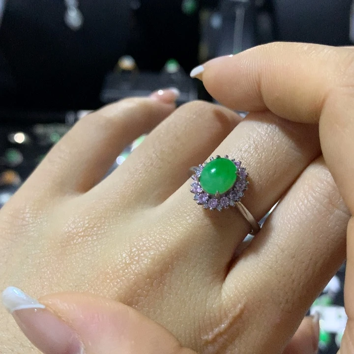 翡翠银S925镶嵌戒指