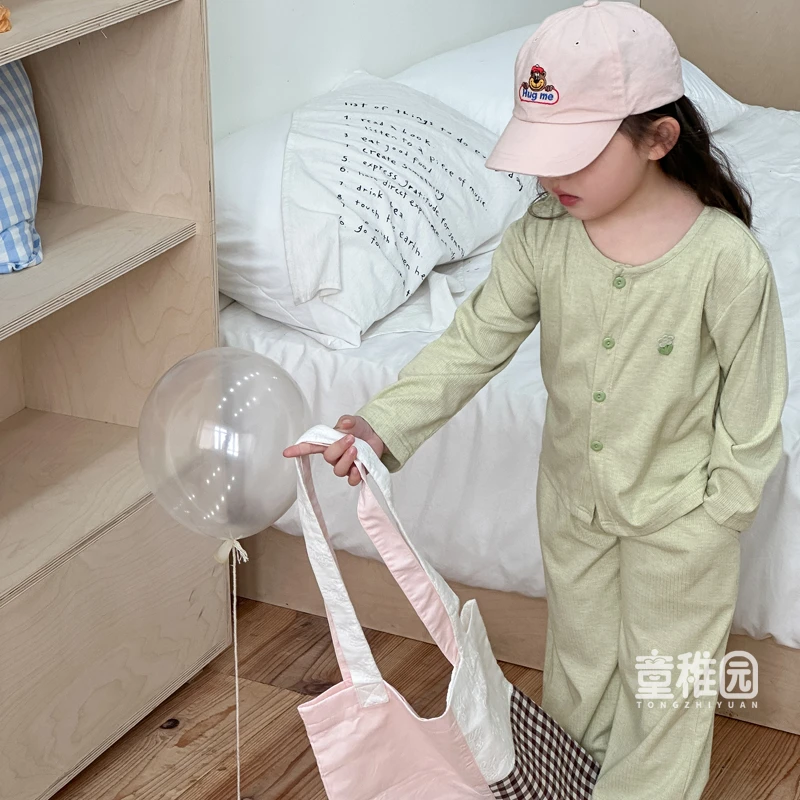 女童新款洋气百搭绿色三件套春夏季网红爆款套装新潮欧若风童装