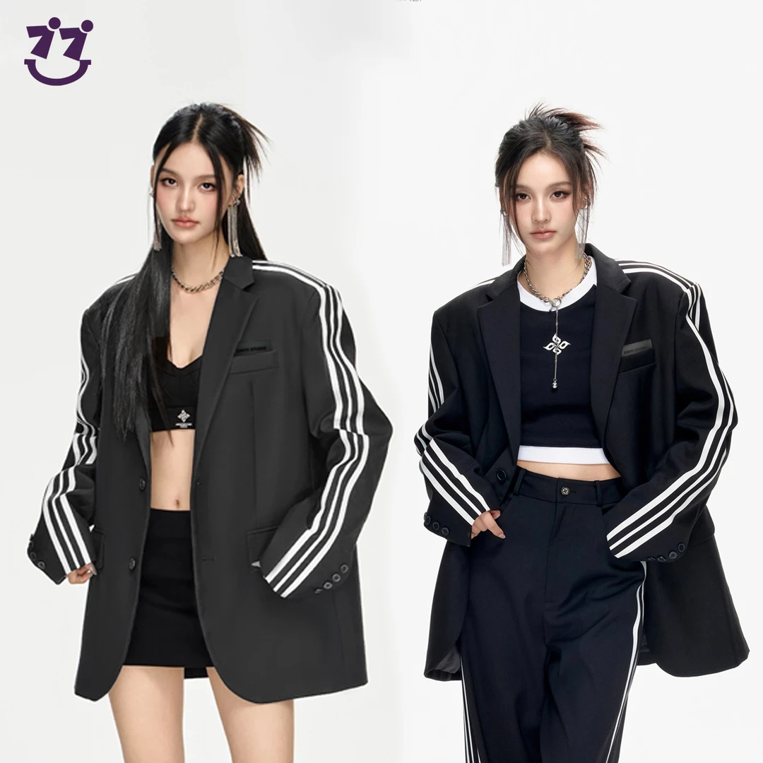 【交个朋友专属】7ii7【灵魂骑士】正肩条纹拼接翻领宽松西装6688