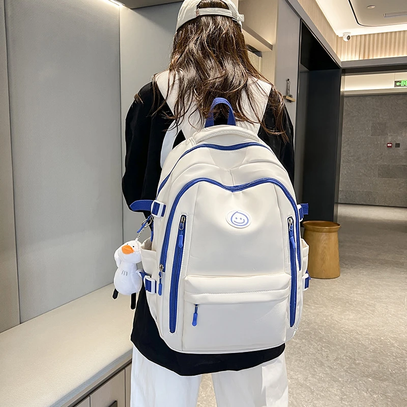 初高中生学生书包女日系大容量背包韩版ins复古简约双肩包男L338