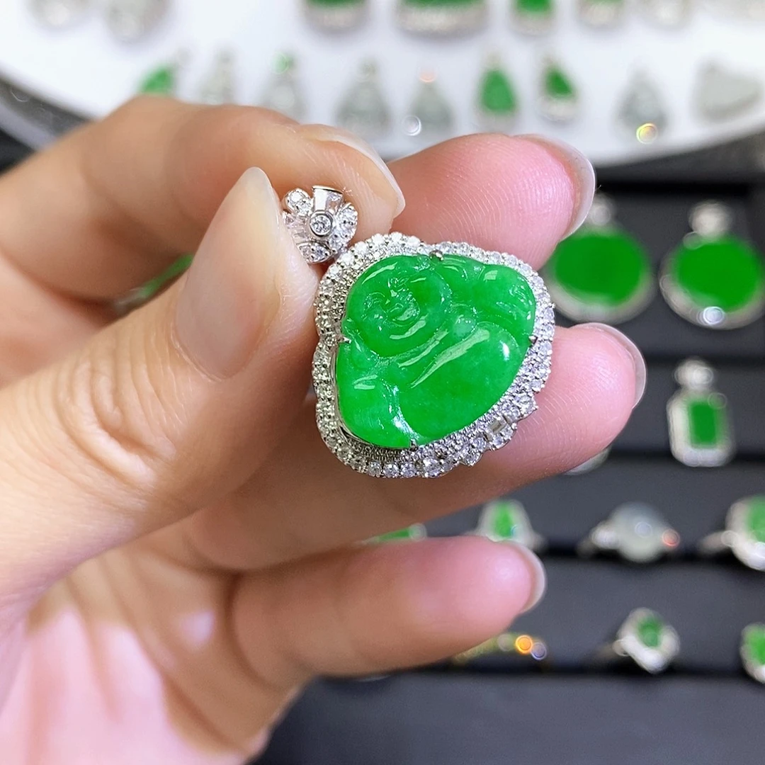 翡翠18K金镶嵌吊坠(不含链)