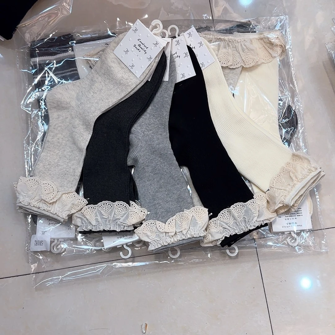 非金属布艺L08花边袜子10双
