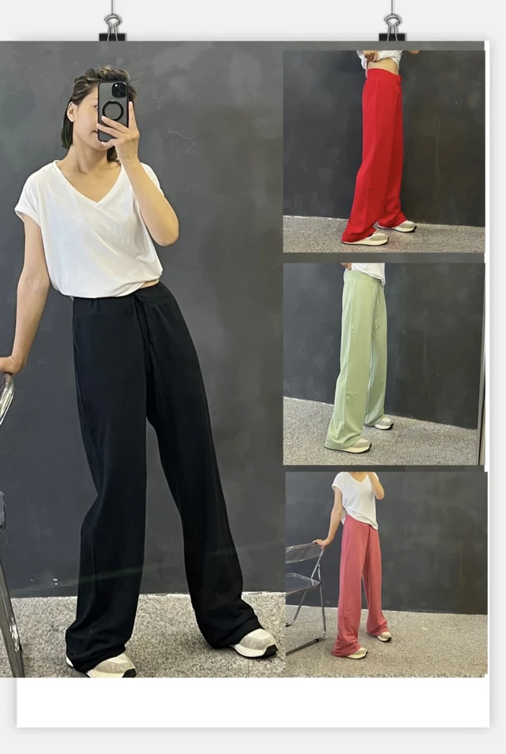 A171134八色窄版宽腰头抽绳阔腿休闲裤