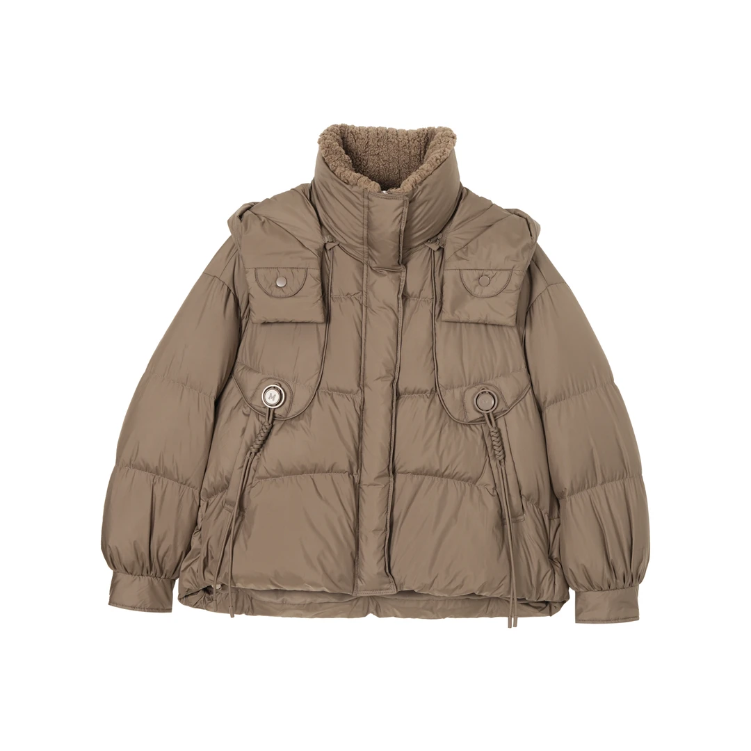 【丽公主】美式复古女短款冬季简约秋冬154H0218