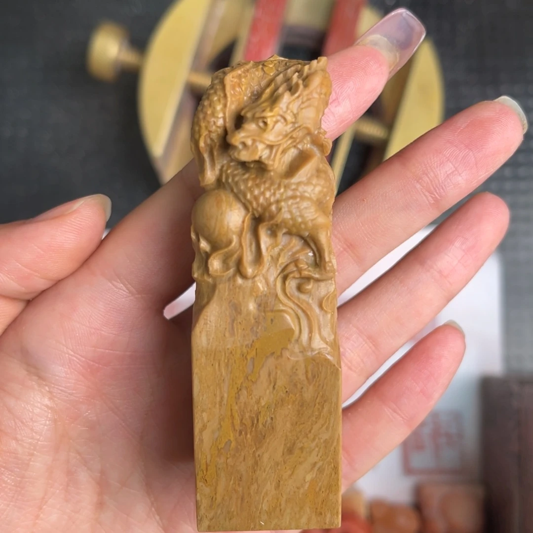 巴林石k****9现场纯手工篆刻