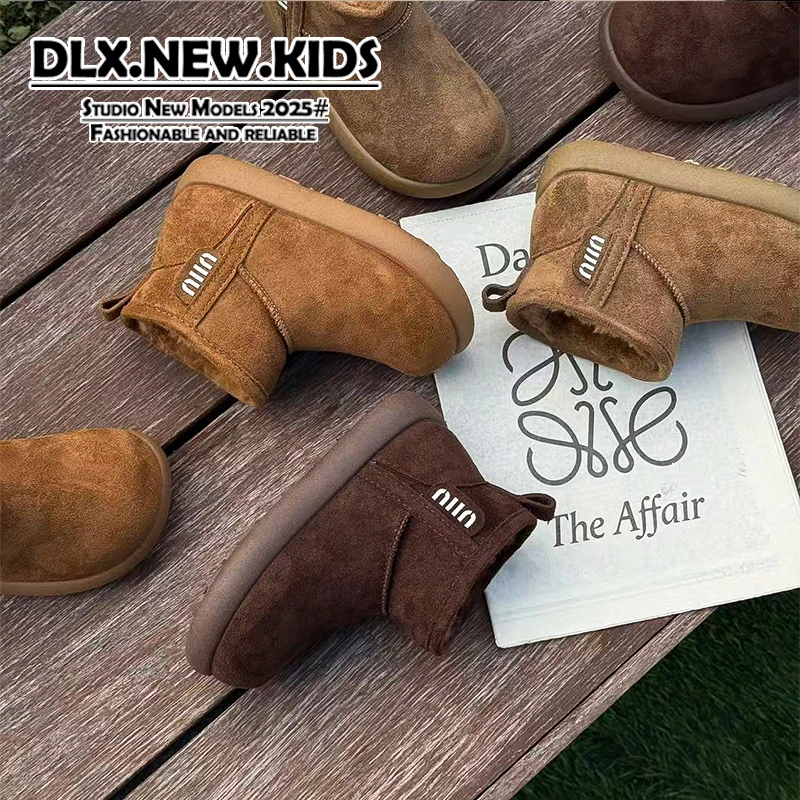 儿童雪地靴2025冬季新款加绒加厚男女童大棉鞋-9905