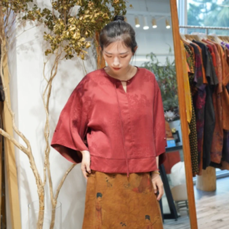 《浮翠流丹》花萝香云纱桑蚕丝圆领新中式上衣日常优雅