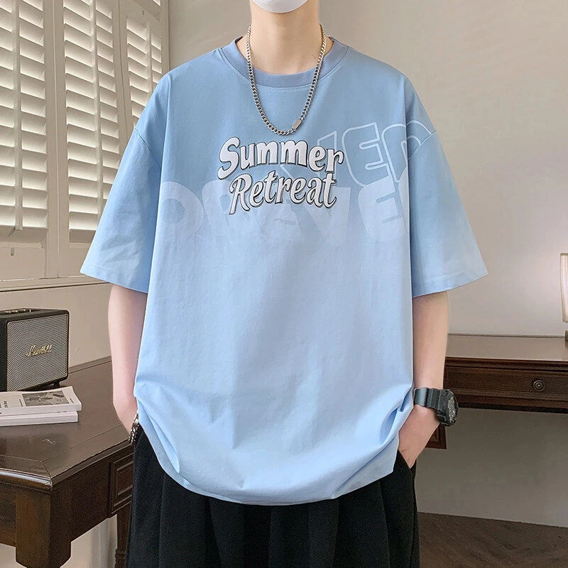 夏季新款男生运动休闲百搭短袖T恤青少年学生潮流帅气半袖体恤衫