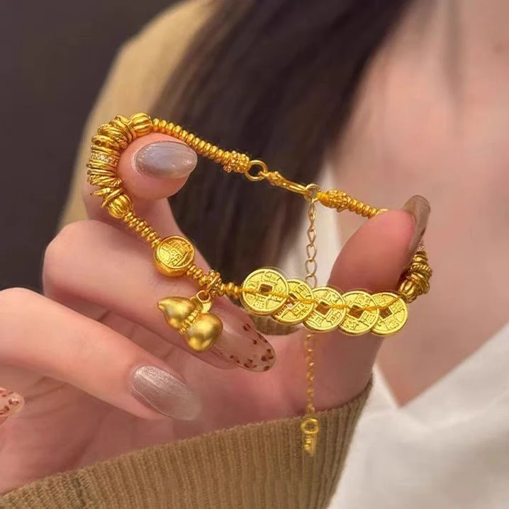 铜合金手链 【精工12g】钱币元宝葫芦盘缠手链女百搭时尚轻奢气质