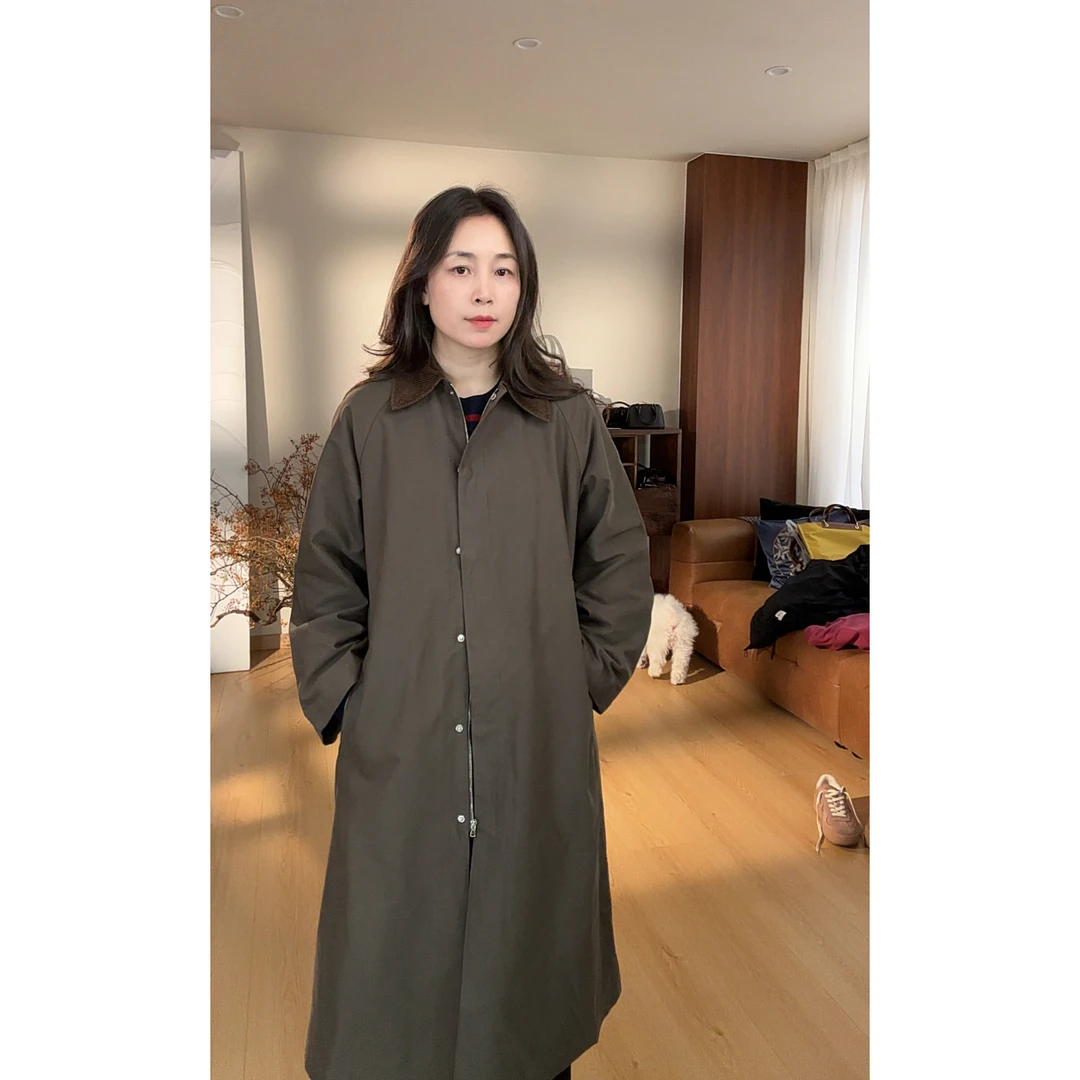 复古翻领长款纯色百搭休闲中长款风衣棉服外套MA5SYDZ1436