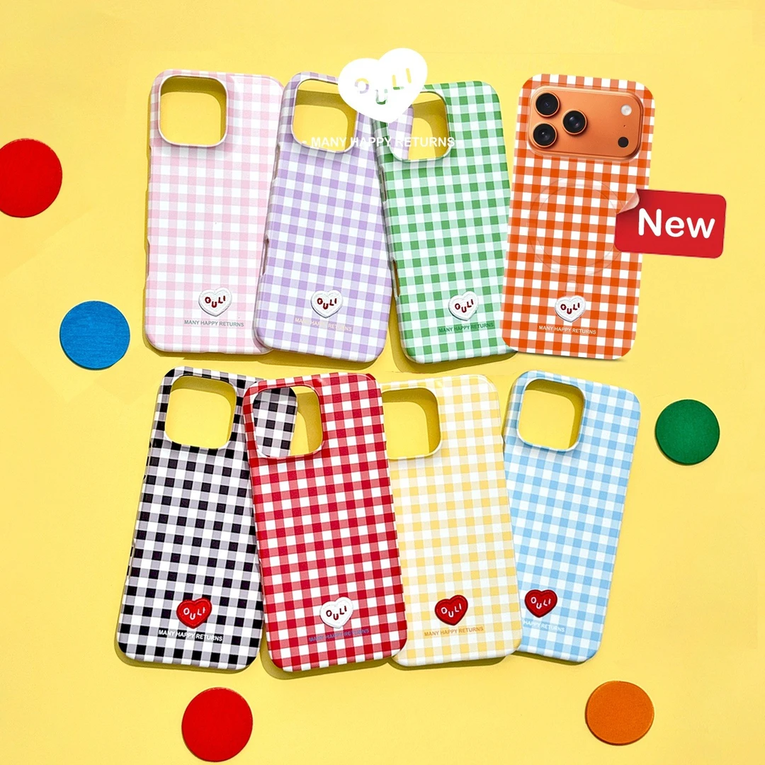 【快乐一星期】半包菲林韩国单壳磁吸可爱手机壳格子磨砂小众高级17