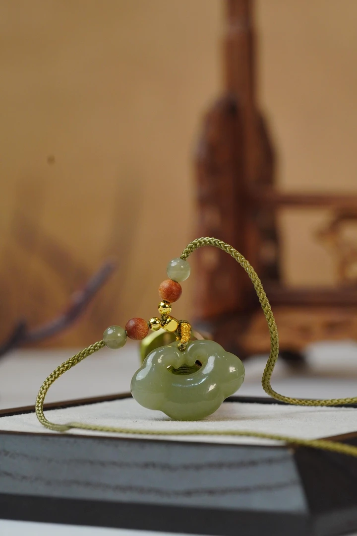 【灵熙专属】精致款如意和田玉如意锁编绳祥云锁*多样性发其一