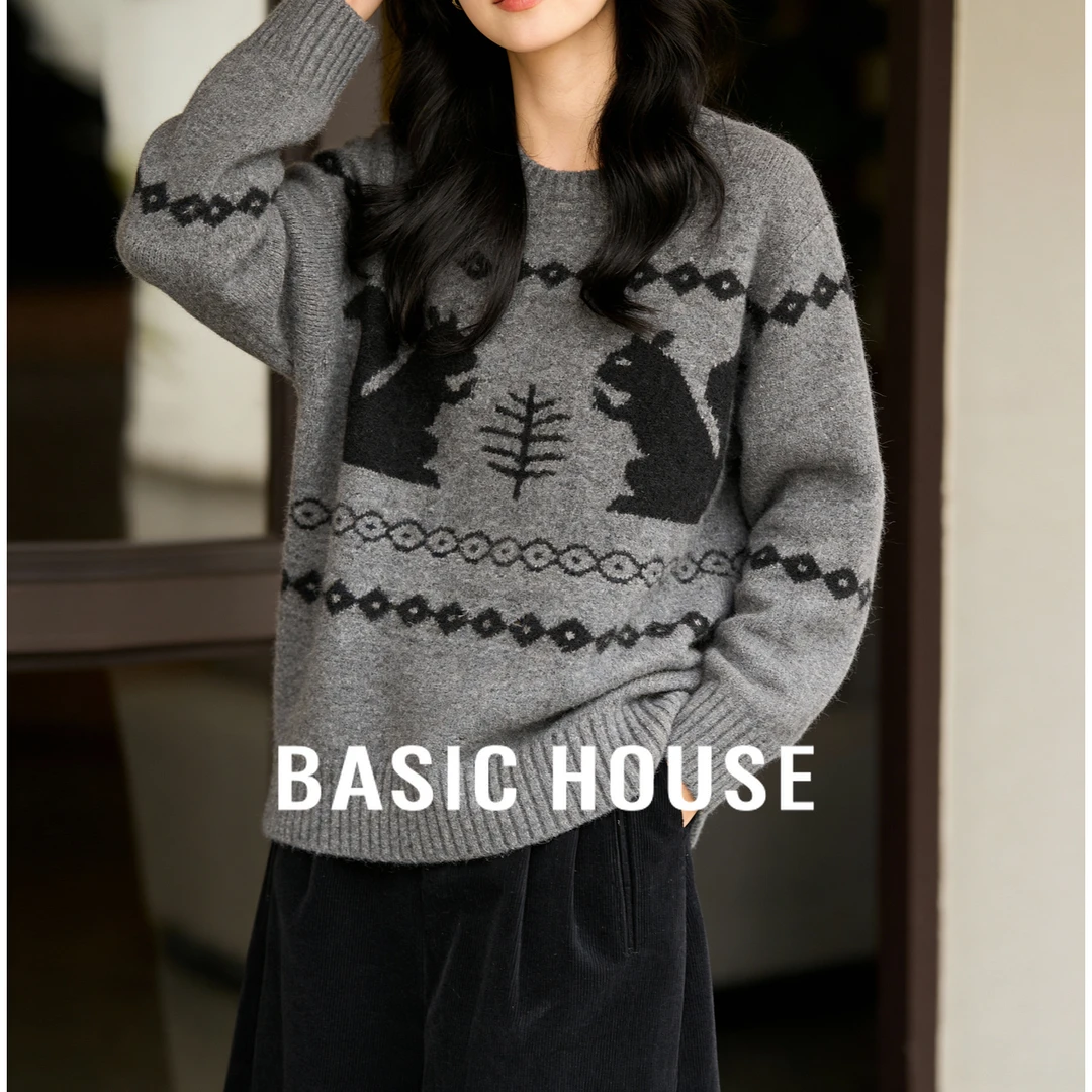 Basic House/百家好冬季设计女士百搭休闲毛衣-B0625B5SMI2