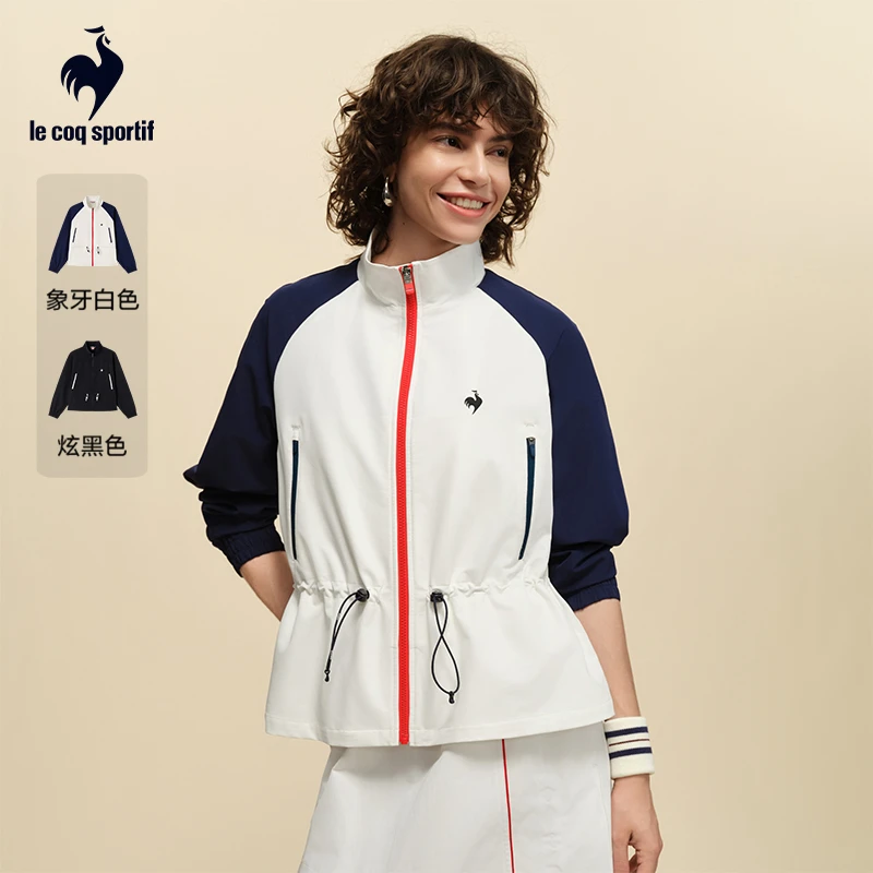 乐卡克法国公鸡25年秋冬女拼接设计拉链梭织夹克外套L253WCNTJK07
