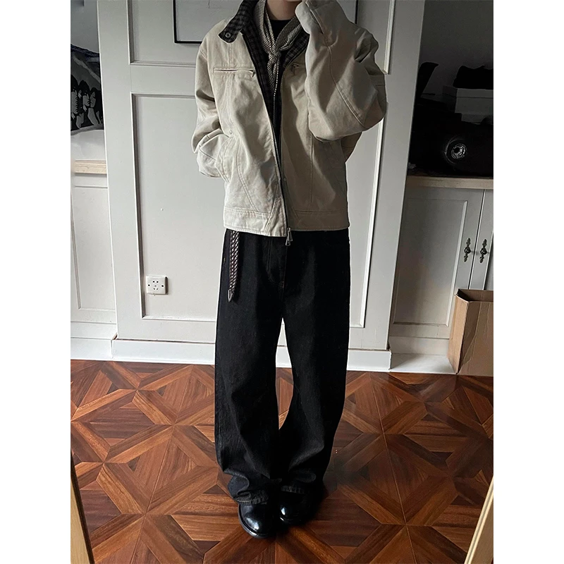 哈灵顿cleanfit拼色翻领夹克男款高级感痞帅重磅水洗帆布工装外套