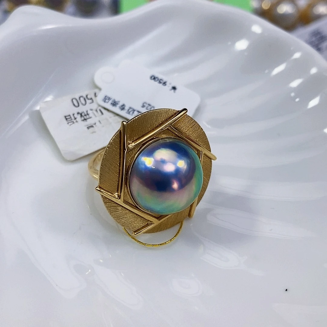 拼合珍珠（马贝珠）日本原装成品马贝极光炫彩仙境14.618K