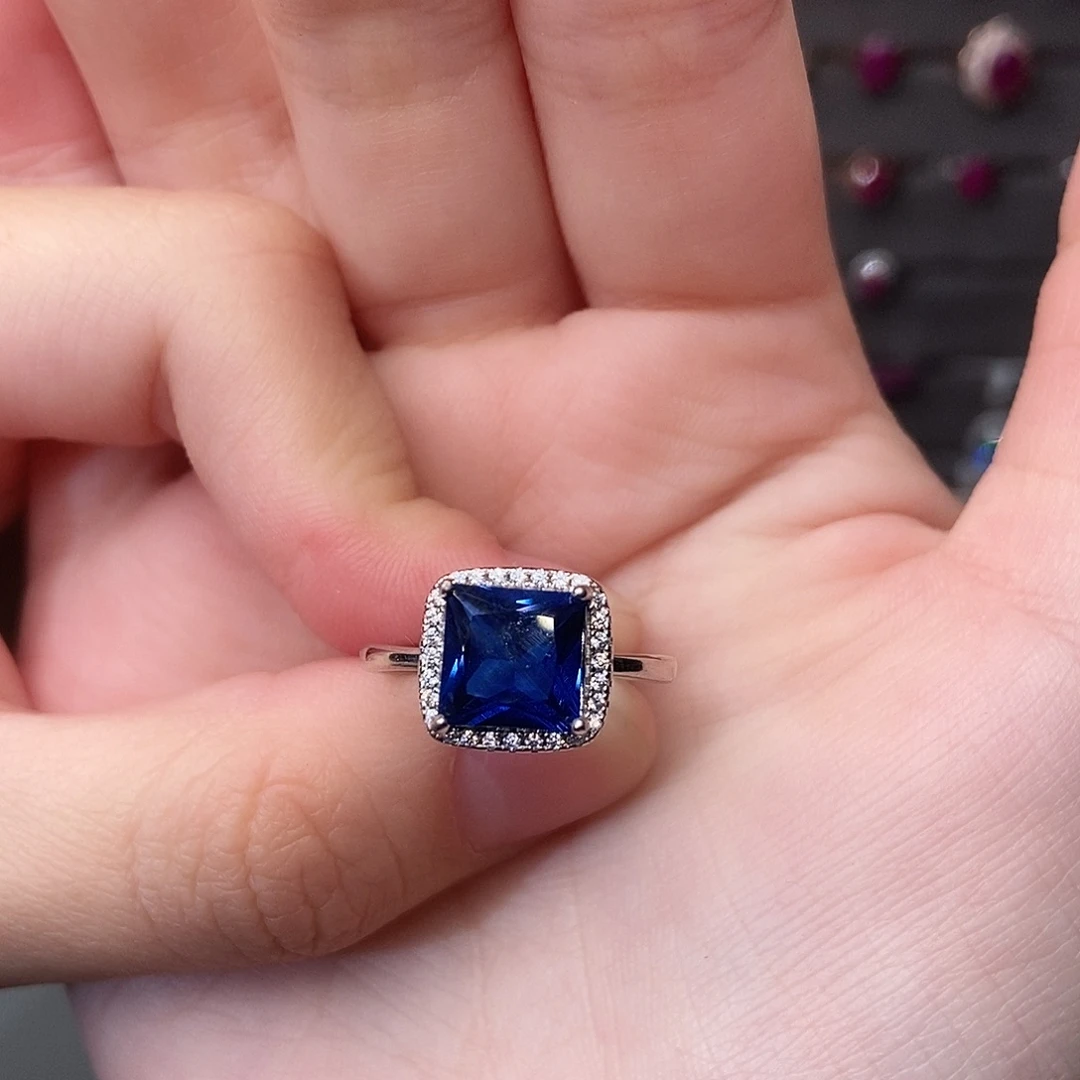 蓝宝石戒指银S925镶嵌