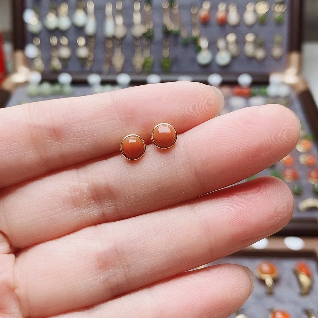 银S925镶嵌和田玉耳饰