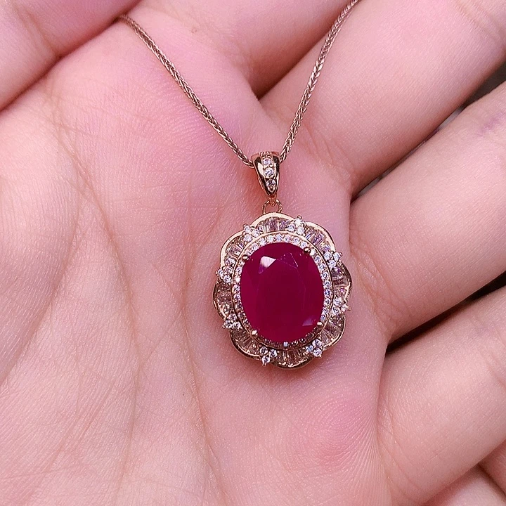 银S925镶嵌颈饰红宝石