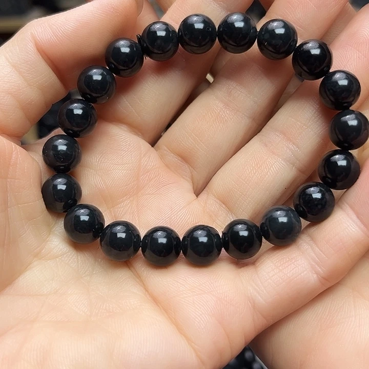 和田玉（墨玉）未镶嵌手链卡10圆珠