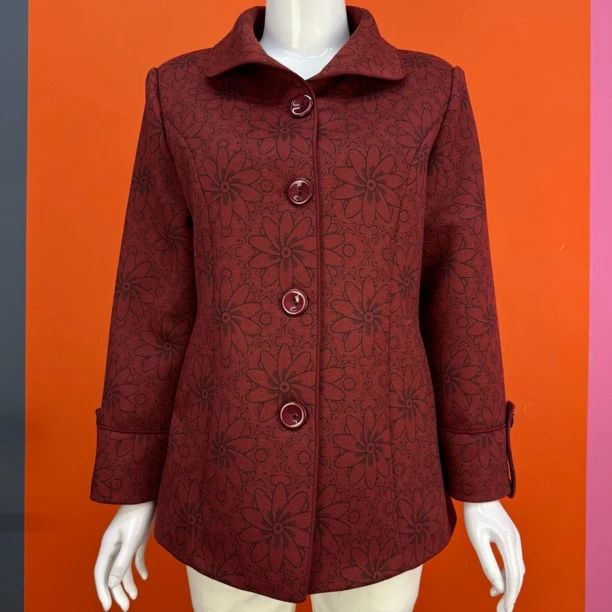 春季新款老年人上衣女短外套老太太翻领开衫长袖双兜加衬里上衣