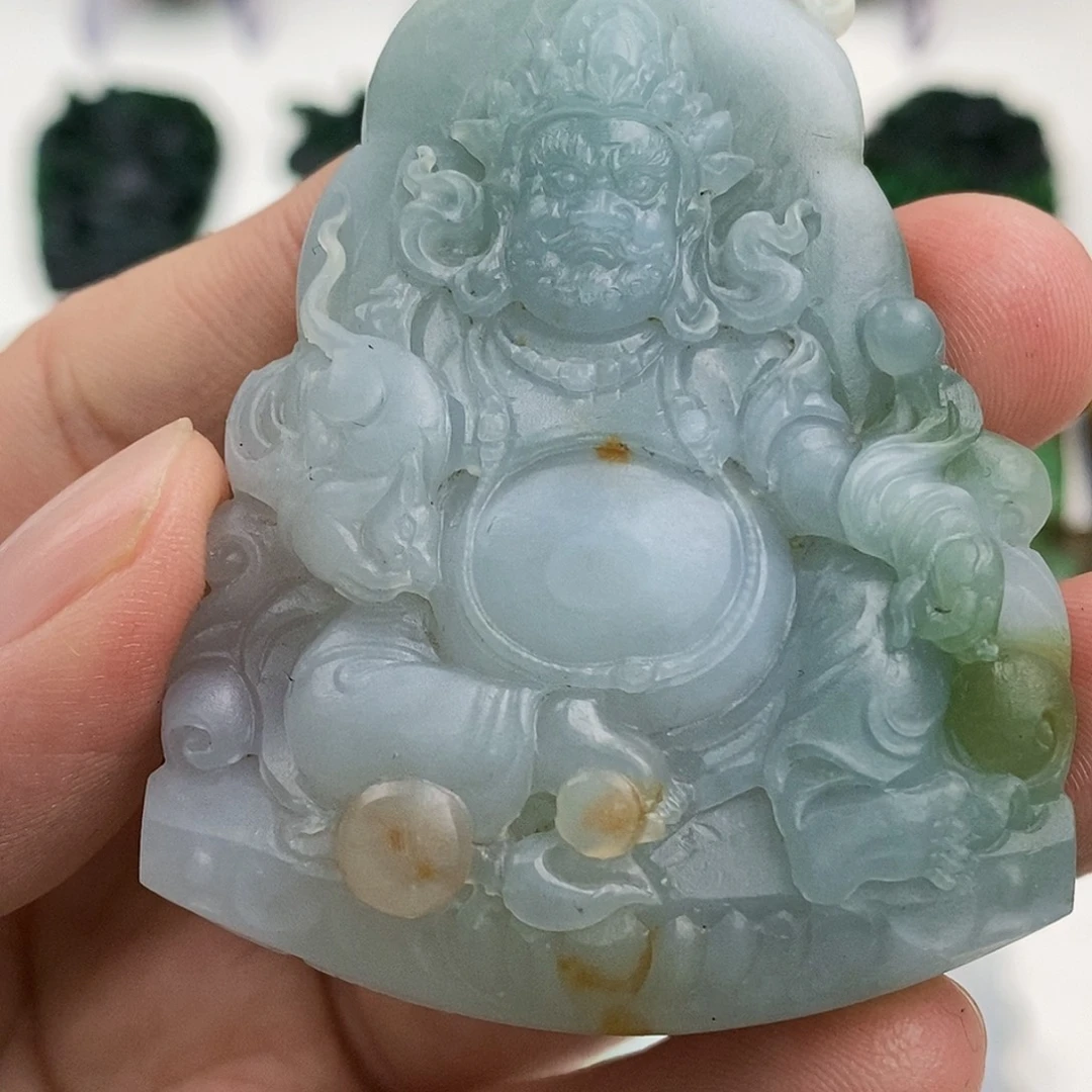 定制翡翠未镶嵌黄财神（胶块）