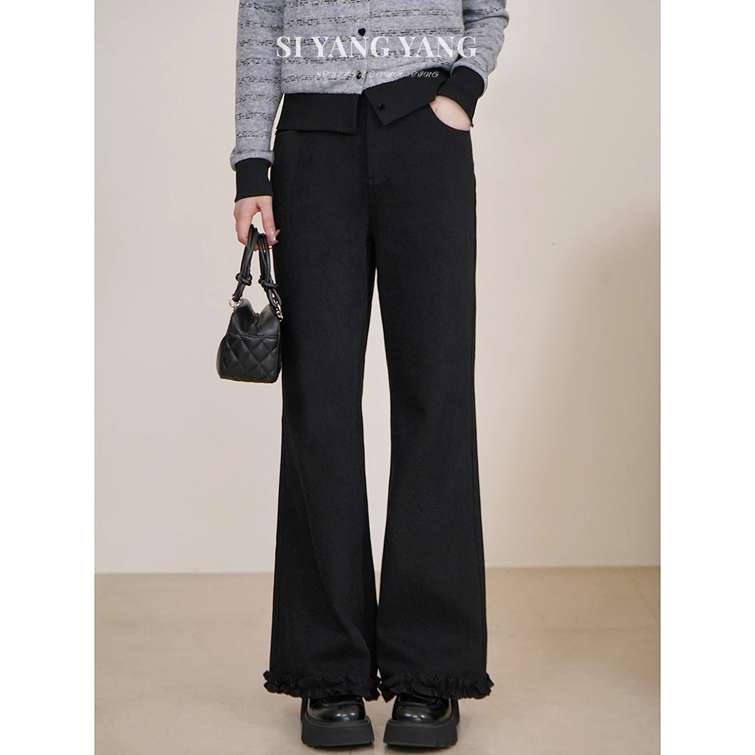 斯洋洋SIYANG混纺四面弹舒适挺廓通勤百搭微喇长裤KZ509A050SYY