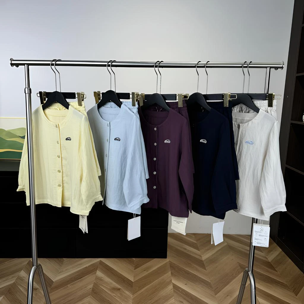 25夏季新款透气男童女童天丝亚麻两件套长袖儿童套装清凉6392