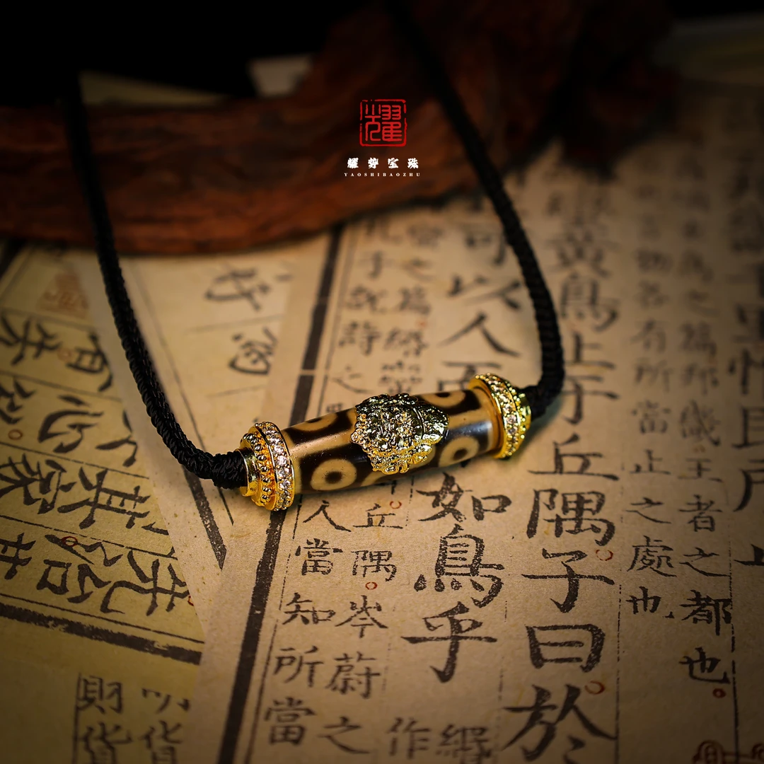 【耀】黄老爷·新款豪镶满配折线九眼手工天珠玛瑙锁骨链男女同款