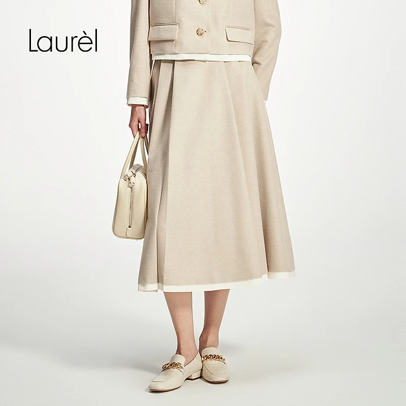 Laurel学院风A字中长半裙女LWD344Q03600